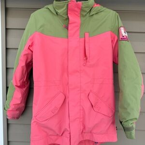 Burton Kids' Vibrant Pink and Olive Ski/Snowboard Jacket